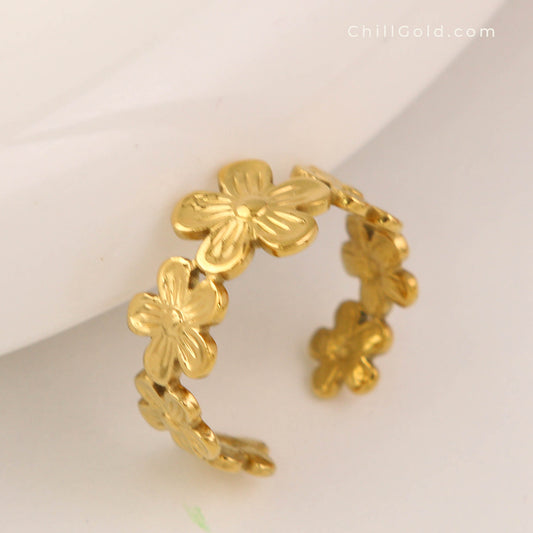 18K Gold Plated Daisy Chain Ring