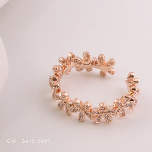 18K Rose Gold Plated Daisy Open Ring