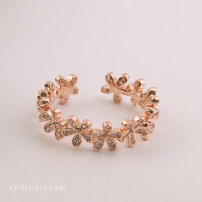 18K Rose Gold Plated Daisy Open Ring