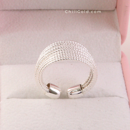 Multi-Layered Open Ring | Silver-Toned Niche Design