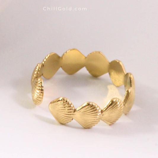 High-End Ocean-Inspired Shell Open Ring