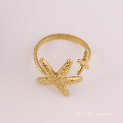 Ocean Series Starfish and Shell Open Rings